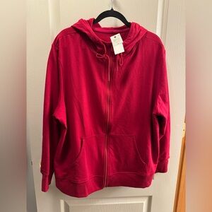 Ideology Cranberry Whip Zip-Up Hoodie Cozy Casual Athleizure Plus Size XXL